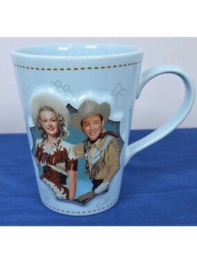 Roy Rogers & Dale Evans  "Happy Trails To You" Blue Coffee Mug By Vandor EUC